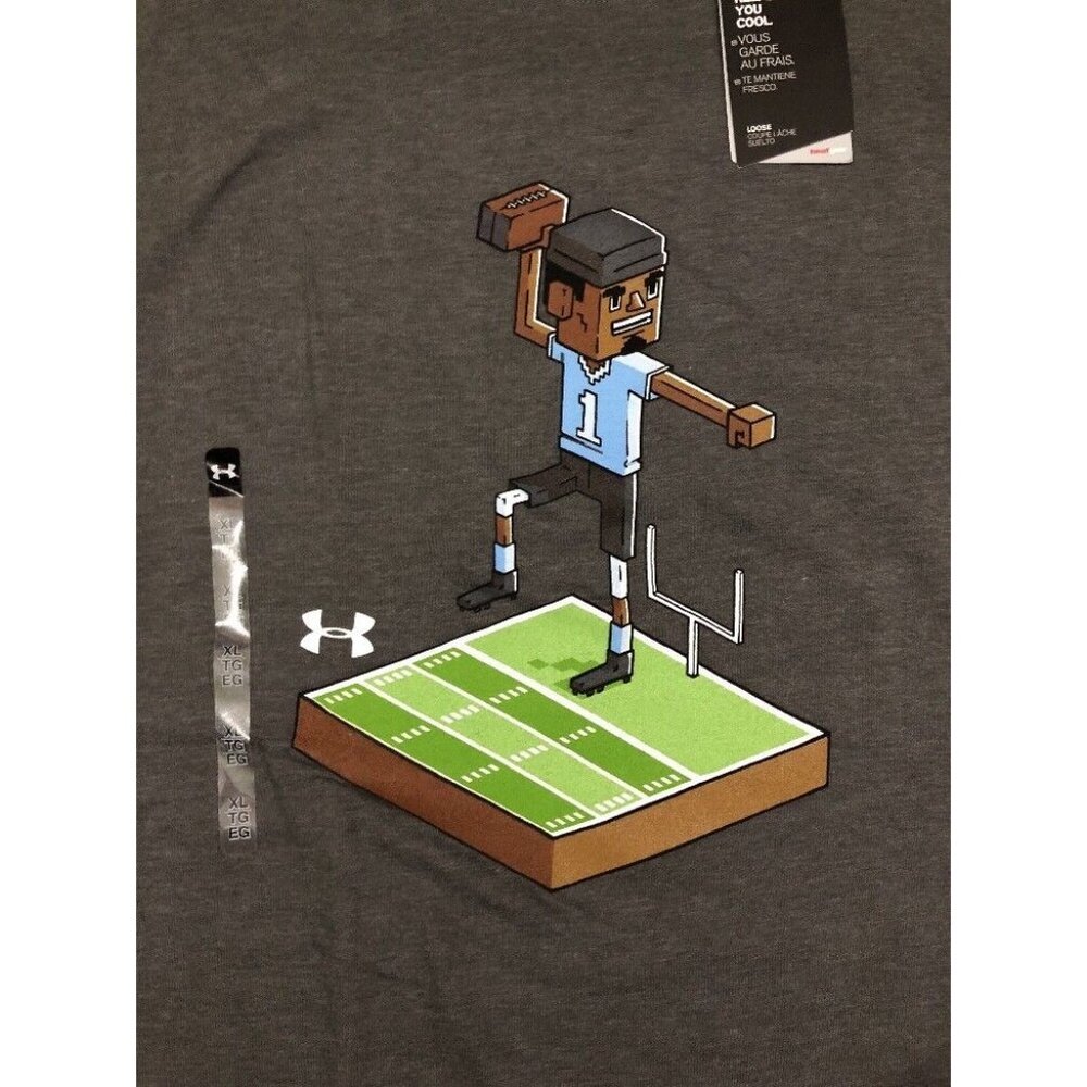 NWT Under Armour Heat Gear Loose Fit Carolina Panthers CAM NEWTON shirt Men's XL